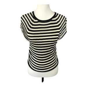 NWT $78 FREE PEOPLE SLINKY BABY TEE‎ Black and Cream Stripe Short Sleeve Sz M